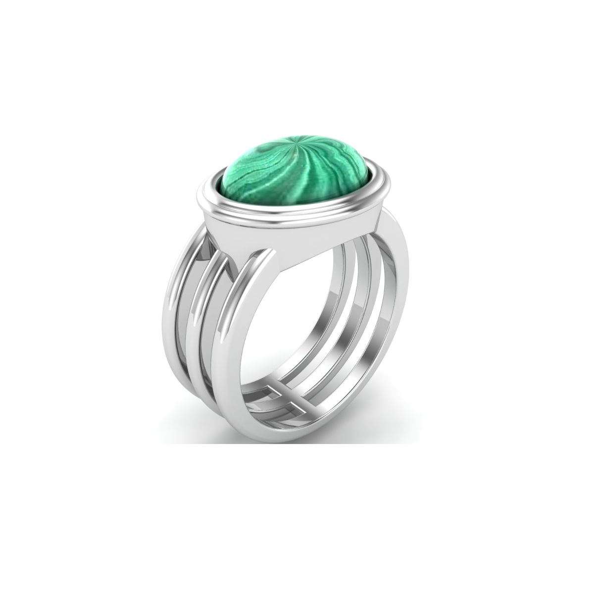 Bague malachite argent Wisdom chevalière